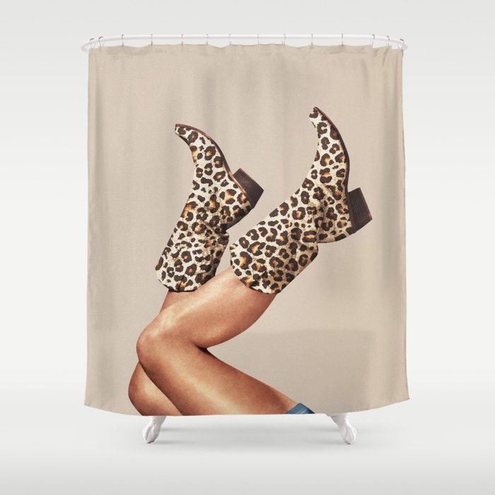 These Boots - Leopard Print V2 Beige Shower Curtain Gallery Image 1