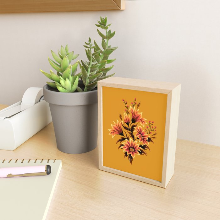 Gazania Floral - Orange Gold Mini Art Print Gallery Image 2