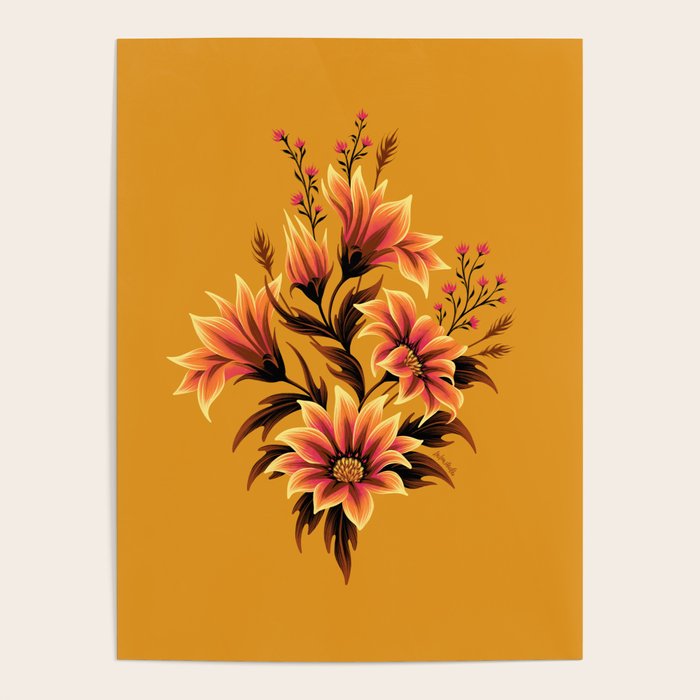 Gazania Floral - Orange Gold Poster Gallery Image 1