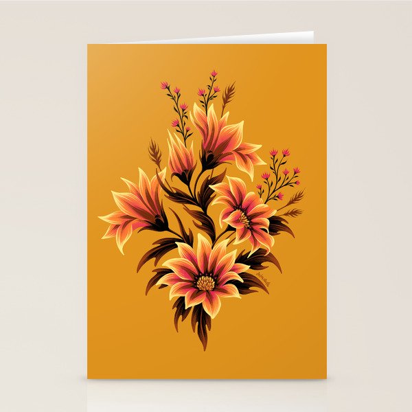 Gazania Floral - Orange Gold Stationery Card Gallery Image 1