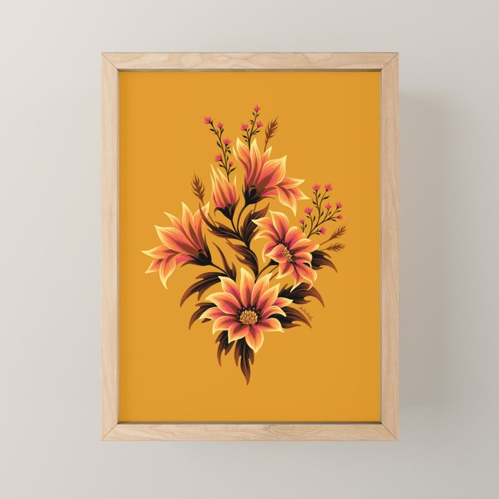 Gazania Floral - Orange Gold Mini Art Print Gallery Image 1