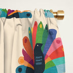 Whimsical Peacok Window Curtain Gallery Image 2