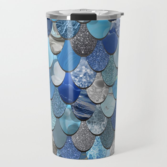 Mermaid Ocean Blue Pattern Travel Mug Gallery Image 1