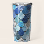 Mermaid Ocean Blue Pattern Travel Mug Gallery Image 2