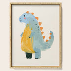 Whimsical Blue Dinosaur Art for Kids Playful Hand-Painted Animal Serving Tray Gallery Image 1