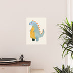 Whimsical Blue Dinosaur Art for Kids Playful Hand-Painted Animal Poster Gallery Image 2