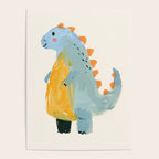 Whimsical Blue Dinosaur Art for Kids Playful Hand-Painted Animal Poster Gallery Image 4