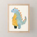 Whimsical Blue Dinosaur Art for Kids Playful Hand-Painted Animal Mini Art Print Gallery Image 1