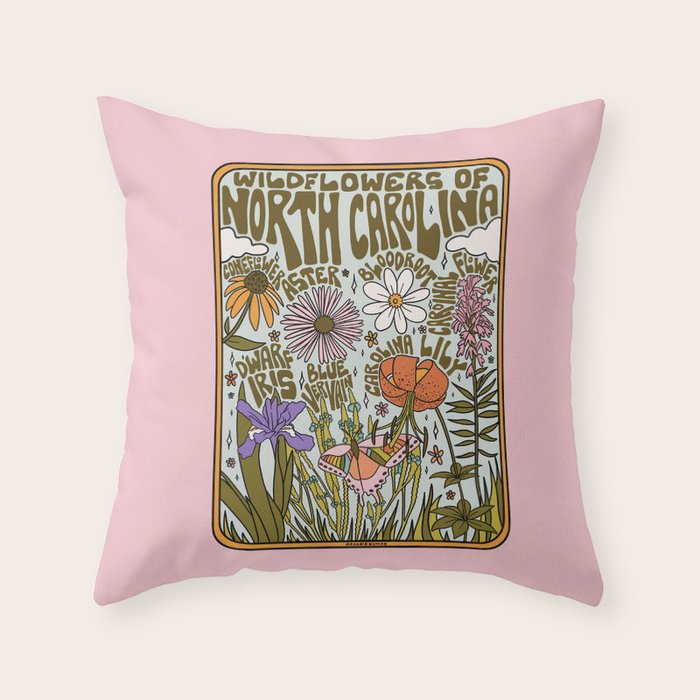 North Carolina Wildflower Throw Pillow Gallery Image 6