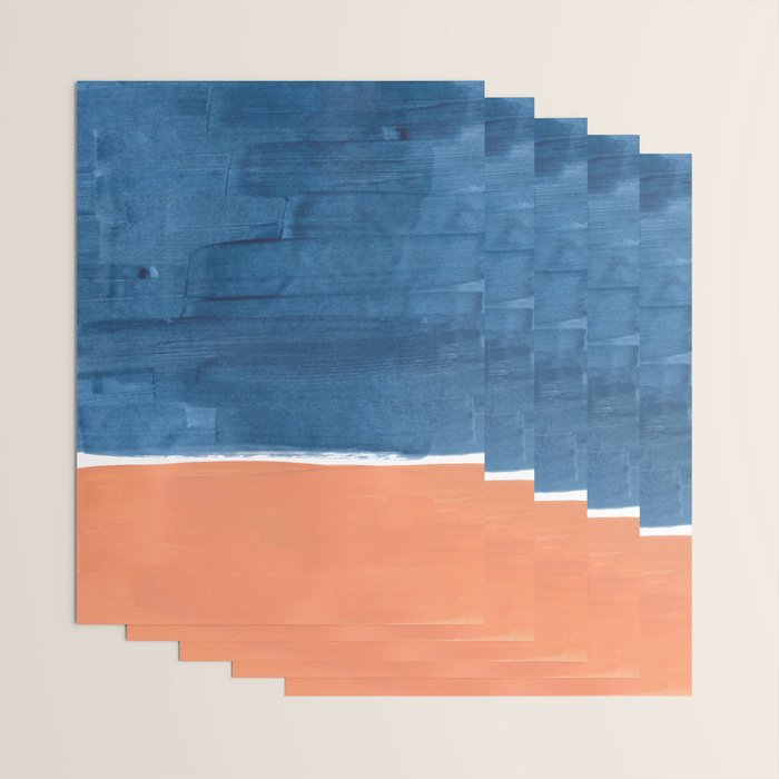 Navy Blye Tan Minimalist Modern Mid Century Rothko Color Block Squares by Ejaaz Haniff Wrapping Paper Gallery Image 3