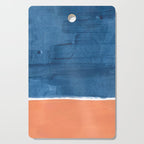 Navy Blye Tan Minimalist Modern Mid Century Rothko Color Block Squares by Ejaaz Haniff Cutting Board Gallery Image 1