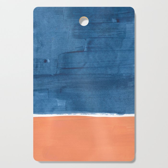 Navy Blye Tan Minimalist Modern Mid Century Rothko Color Block Squares by Ejaaz Haniff Cutting Board Gallery Image 1