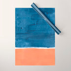 Navy Blye Tan Minimalist Modern Mid Century Rothko Color Block Squares by Ejaaz Haniff Wrapping Paper Gallery Image 1