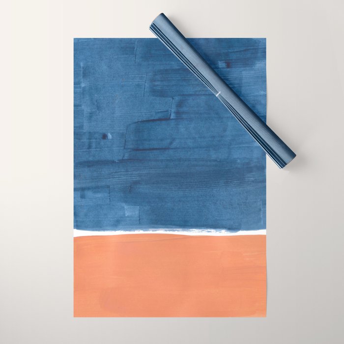 Navy Blye Tan Minimalist Modern Mid Century Rothko Color Block Squares by Ejaaz Haniff Wrapping Paper Gallery Image 1