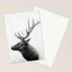 Bull Elk  Black and White Wildlife Photography Stationery Card Gallery Image 2