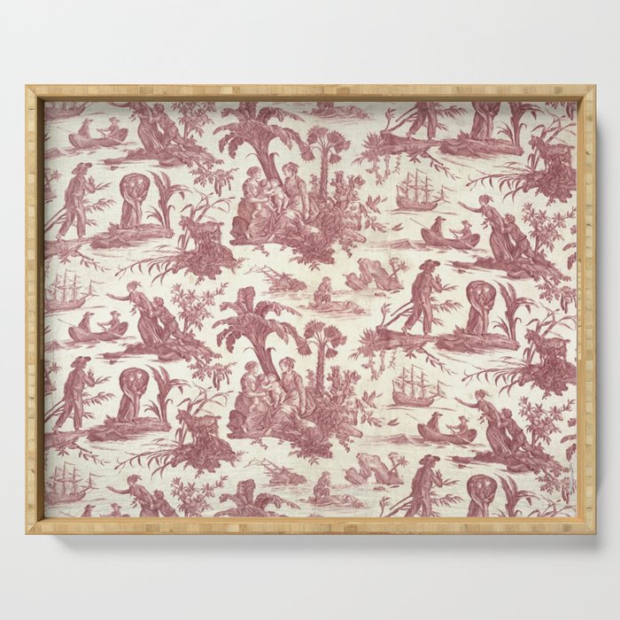 Antique 19th Century 'Paul et Virginie' Lovers Toile de Jouy Serving Tray Gallery Image 1