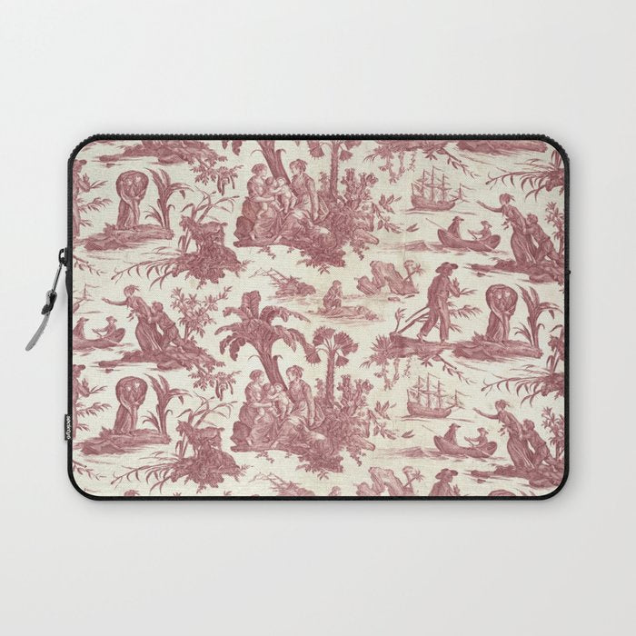 Antique 19th Century 'Paul et Virginie' Lovers Toile de Jouy Laptop Sleeve Gallery Image 1