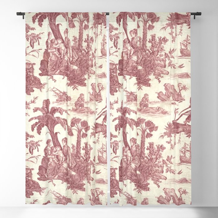 Antique 19th Century 'Paul et Virginie' Lovers Toile de Jouy Window Curtain Gallery Image 5