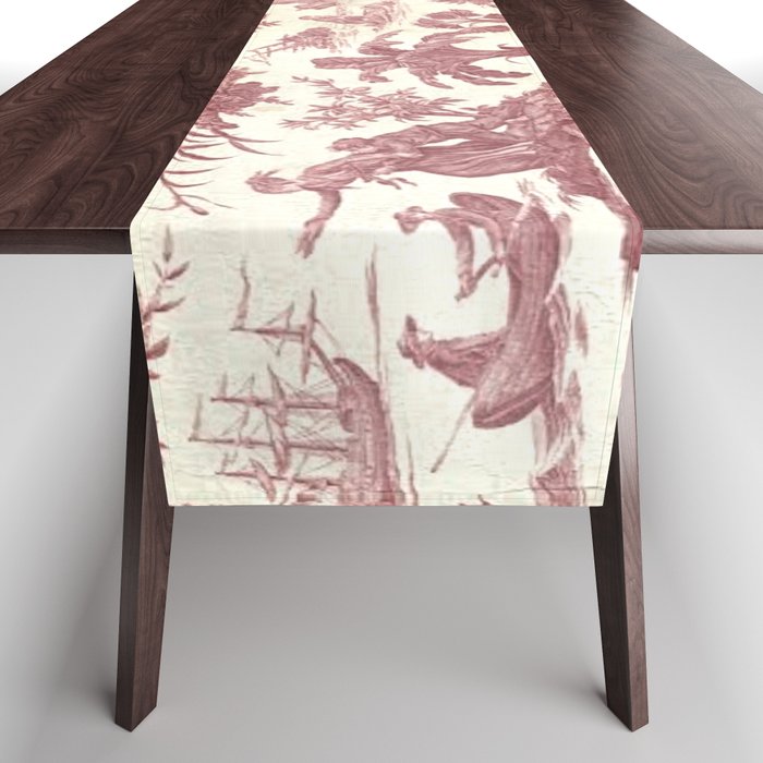 Antique 19th Century 'Paul et Virginie' Lovers Toile de Jouy Table Runner Gallery Image 1