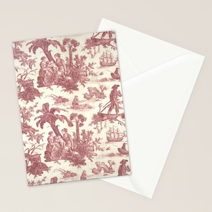Antique 19th Century 'Paul et Virginie' Lovers Toile de Jouy Stationery Card Gallery Image 2