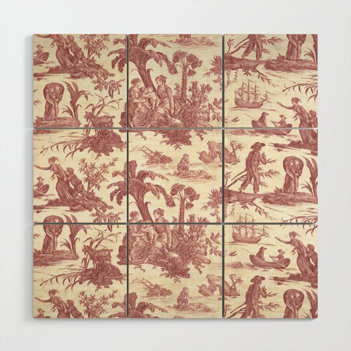 Antique 19th Century 'Paul et Virginie' Lovers Toile de Jouy Wood Wall Art Gallery Image 1
