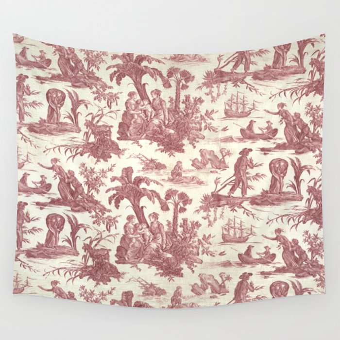 Antique 19th Century 'Paul et Virginie' Lovers Toile de Jouy Wall Tapestry Gallery Image 1