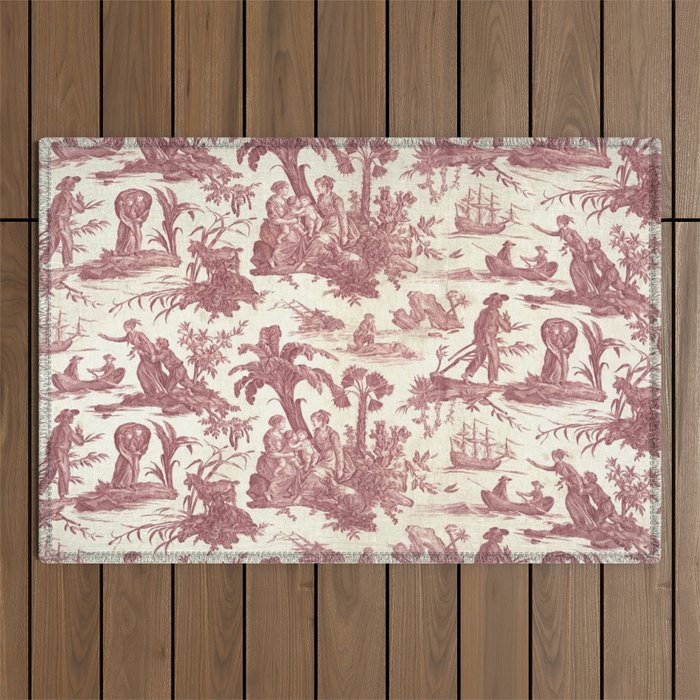 Antique 19th Century 'Paul et Virginie' Lovers Toile de Jouy Outdoor Rug Gallery Image 1