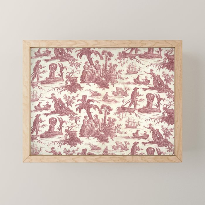 Antique 19th Century 'Paul et Virginie' Lovers Toile de Jouy Mini Art Print Gallery Image 1