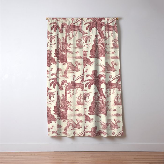 Antique 19th Century 'Paul et Virginie' Lovers Toile de Jouy Window Curtain Gallery Image 3
