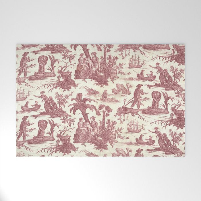Antique 19th Century 'Paul et Virginie' Lovers Toile de Jouy Welcome Mat Gallery Image 1