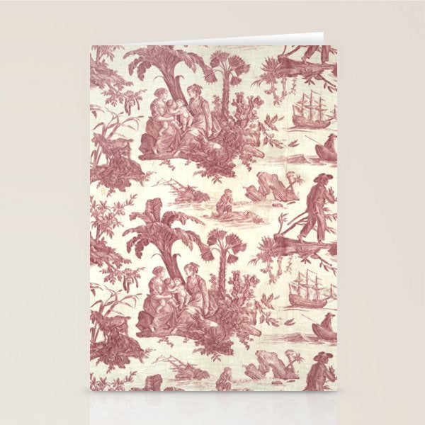 Antique 19th Century 'Paul et Virginie' Lovers Toile de Jouy Stationery Card Gallery Image 1