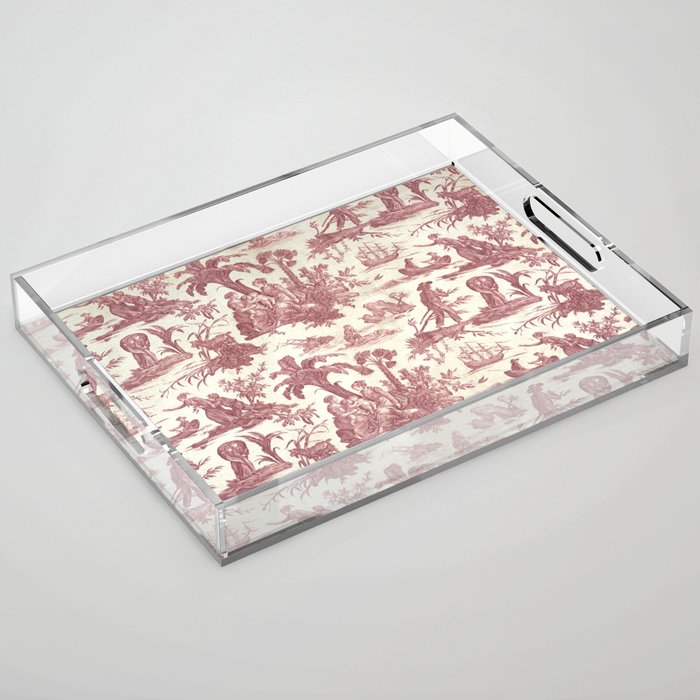 Antique 19th Century 'Paul et Virginie' Lovers Toile de Jouy Acrylic Tray Gallery Image 1