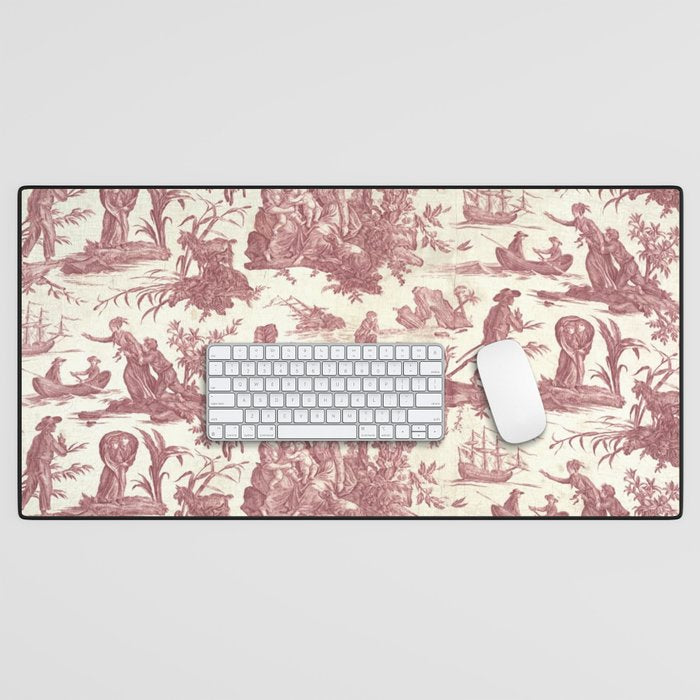 Antique 19th Century 'Paul et Virginie' Lovers Toile de Jouy Desk Mat Gallery Image 1