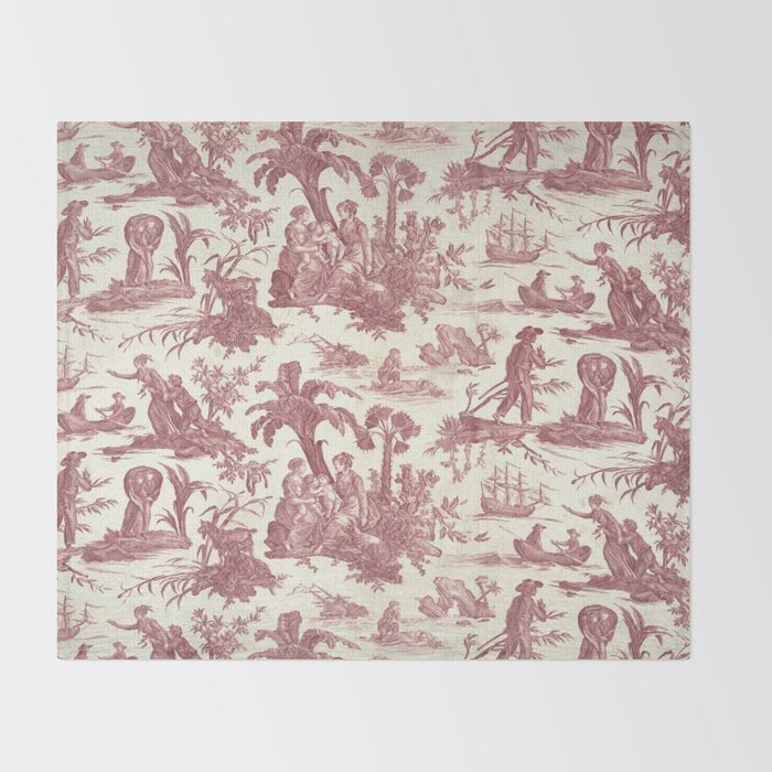 Antique 19th Century 'Paul et Virginie' Lovers Toile de Jouy Throw Blanket Gallery Image 2