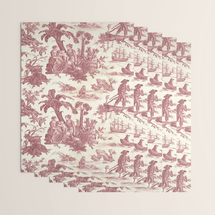 Antique 19th Century 'Paul et Virginie' Lovers Toile de Jouy Wrapping Paper Gallery Image 3