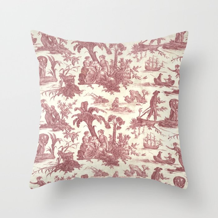 Antique 19th Century 'Paul et Virginie' Lovers Toile de Jouy Throw Pillow Gallery Image 6