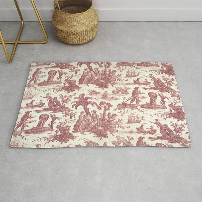 Antique 19th Century 'Paul et Virginie' Lovers Toile de Jouy Rug Gallery Image 1
