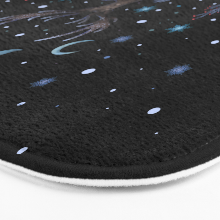 Deer in Winter Night Forest Bath Mat Gallery Image 3