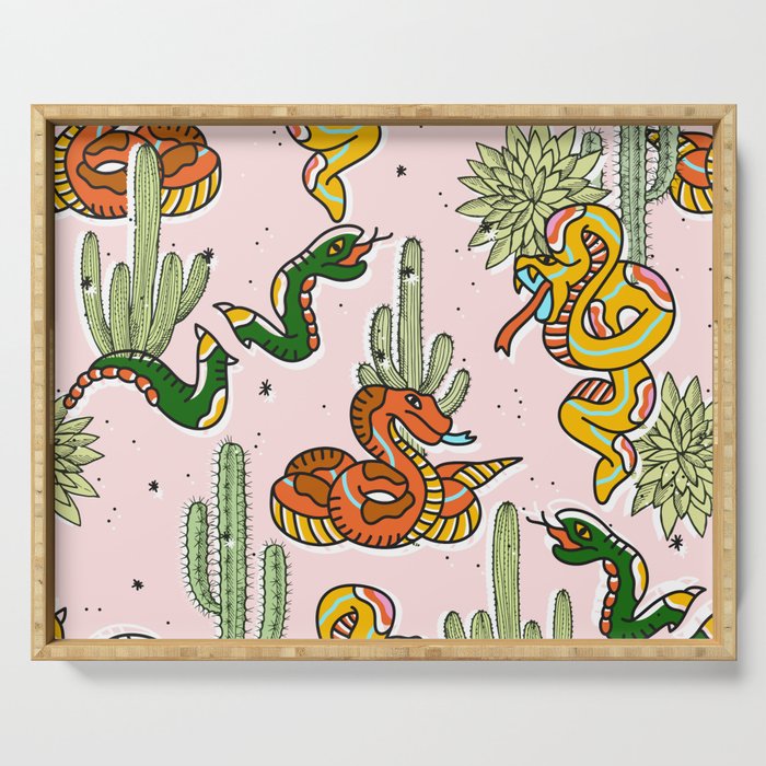 Join Or Die #illustration #wildlife #pattern Serving Tray Gallery Image 1