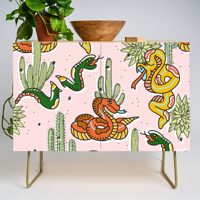 Join Or Die #illustration #wildlife #pattern Credenza Gallery Image 1