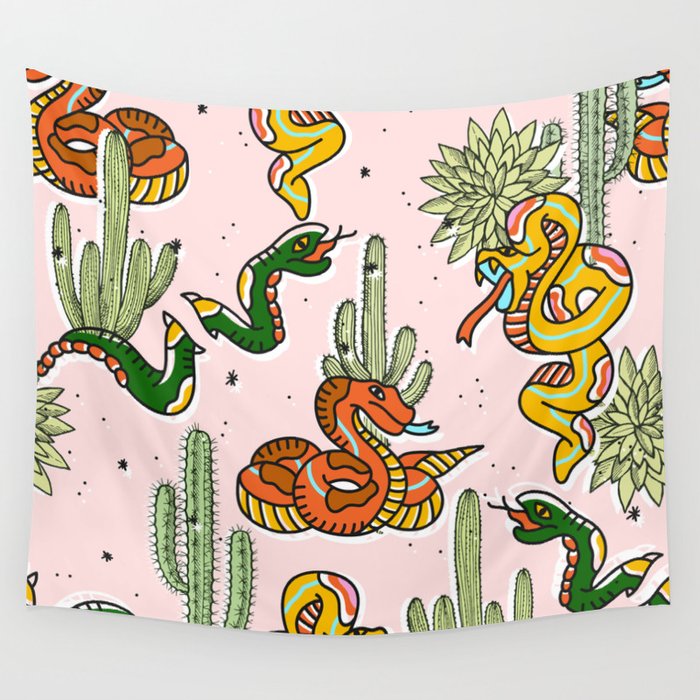Join Or Die #illustration #wildlife #pattern Wall Tapestry Gallery Image 1