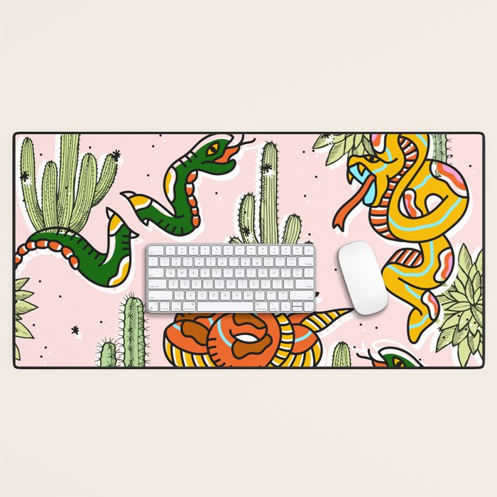 Join Or Die #illustration #wildlife #pattern Desk Mat Gallery Image 1