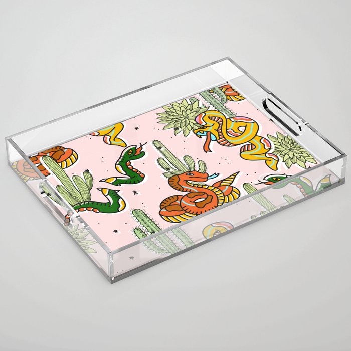 Join Or Die #illustration #wildlife #pattern Acrylic Tray Gallery Image 1