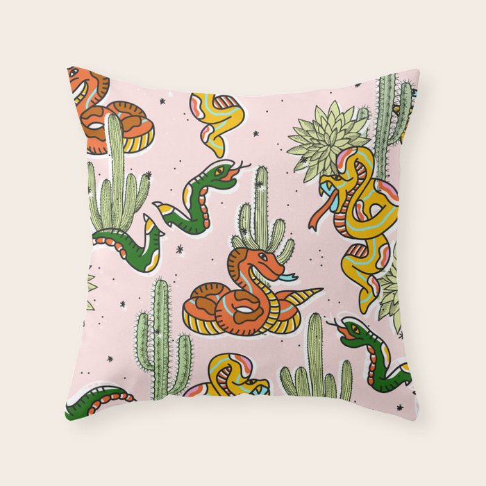 Join Or Die #illustration #wildlife #pattern Throw Pillow Gallery Image 6