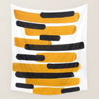 Mid Century Abstract Black & Yellow Fun Pattern Mustard Striped Primitive Stripes Wall Tapestry Gallery Image 4