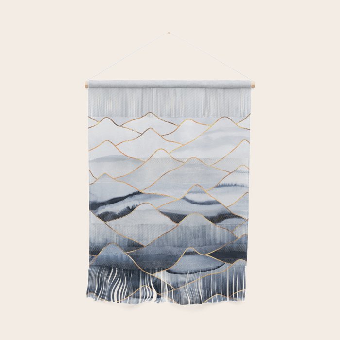 Mountains 2 - Gold Colored Lines Wall Hanging Gallery Image 1