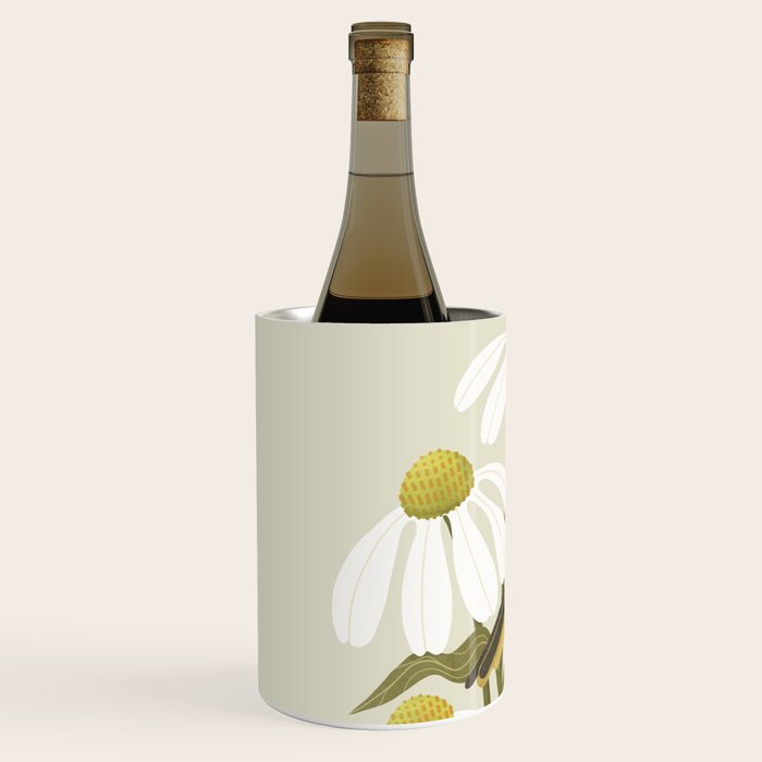 Yellow Wagtail on White Coneflowers  Wine Chiller Gallery Image 2