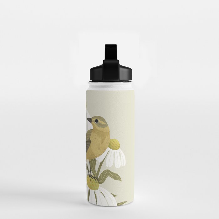 Yellow Wagtail on White Coneflowers  Water Bottle Gallery Image 2