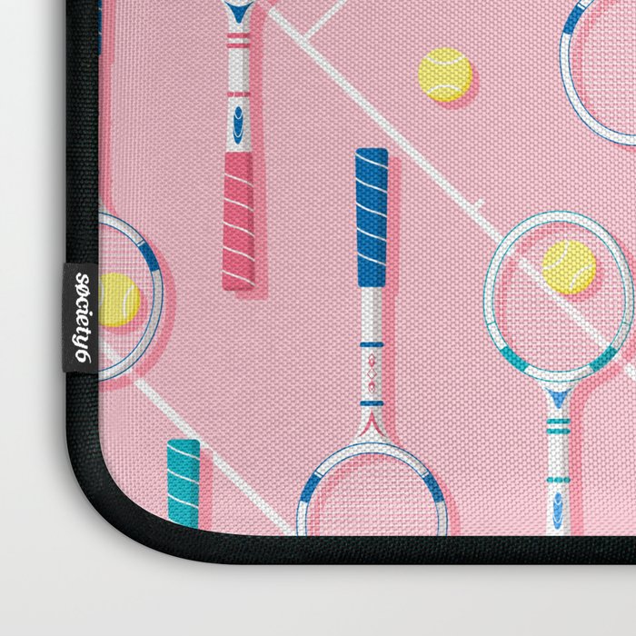 Collection of Retro Tennis Racquets on Pink Laptop Sleeve Gallery Image 3