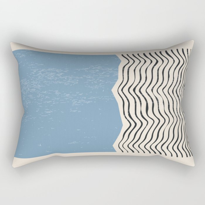 Mid Century Modern Minimalist Blue Waves Rothko Inspired Color Field With Lines Geometric Style  Rectangular Pillow Gallery Image 2